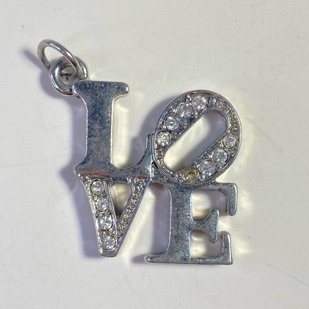 Vintage rhinestone LOVE pendant